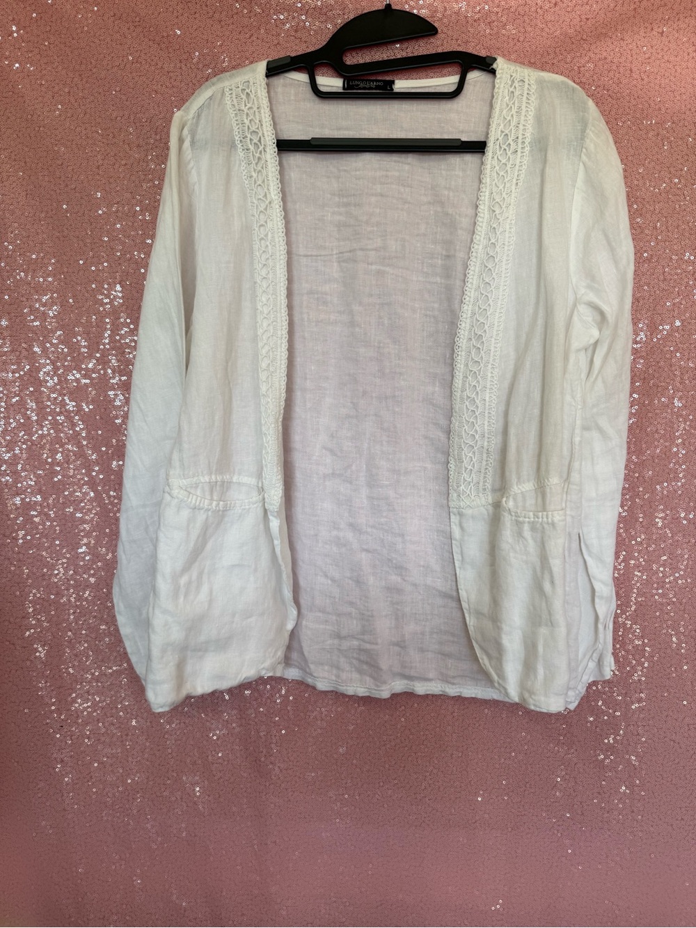 Lightweight White Linen Open-Front Blazer H5